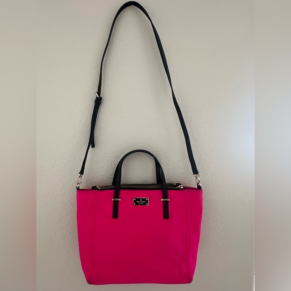 Kate Spade Fuchsia and Black Crossbody Bag Tote